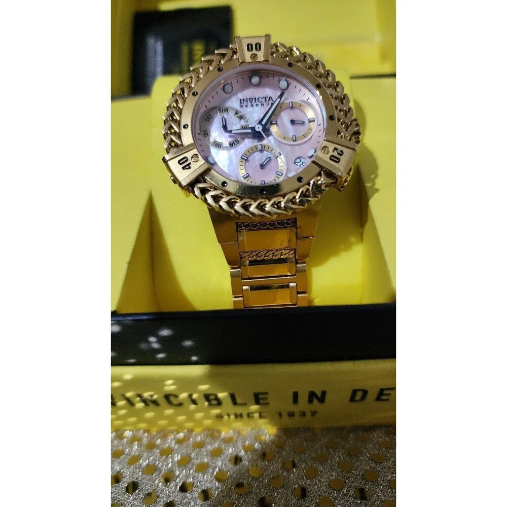 INVICTA RESERVE SWISS RONDA GOLD UNISEX Z60 WATCH, MOTHER OF PEARL DIAL